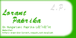 lorant paprika business card